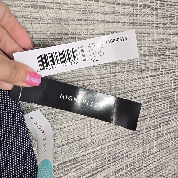 Tribal Wide Leg Crop Pants Womens 24W Ink High Rise Stretch Micro Dot Stitch Fix - Picture 5 of 14